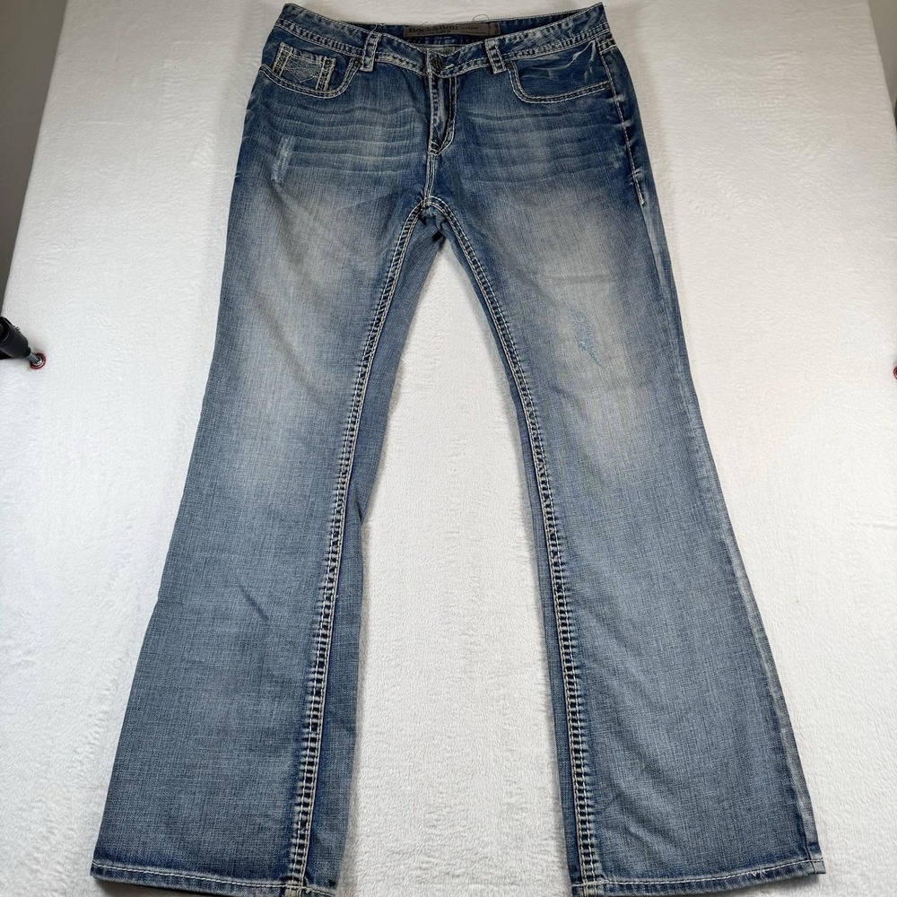 Rock & Roll Cowboy Pistol Jeans Mens 38x36 Blue Medium Wash Bootcut Denim